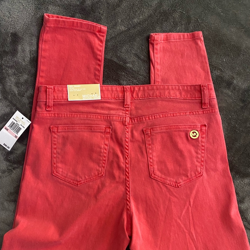 NWT Michael Kors Womens Izzy Cropped Skinny Red, Size 10